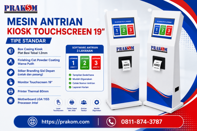 Fasilitas Publik Menggunakan Kiosk Touchscreen untuk Pendaftaran Mandiri 2 flyer kiosk mesin antrian