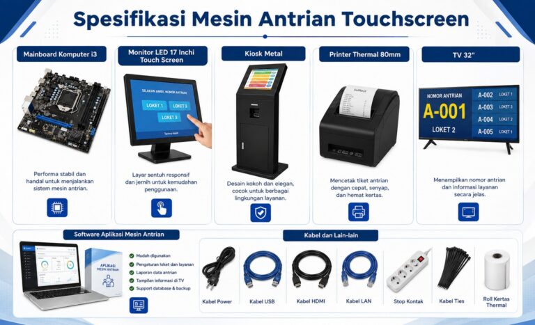 spesifikasi mesin antrian touchscreen